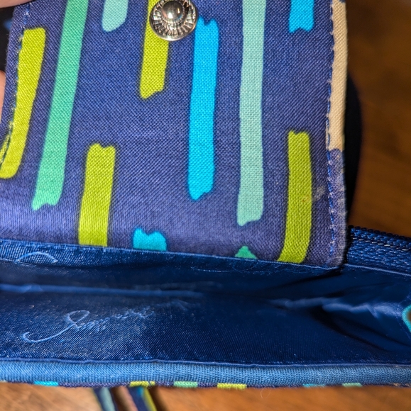 Vera Bradley Blue with Green Stripes Wallet Wristlet - Picture 5 of 9